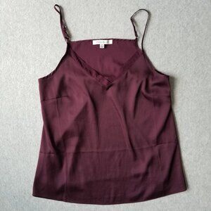 Women Burgundy Satin Cami Tank Babydoll Top Fairy Feminine Dainty Coquette Y2K S